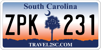 SC license plate ZPK231