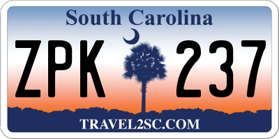SC license plate ZPK237