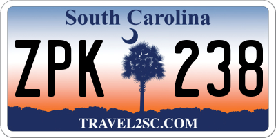 SC license plate ZPK238