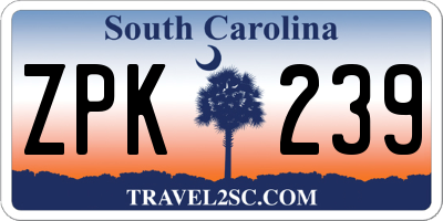 SC license plate ZPK239