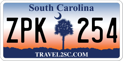 SC license plate ZPK254
