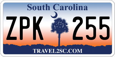 SC license plate ZPK255