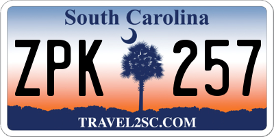 SC license plate ZPK257