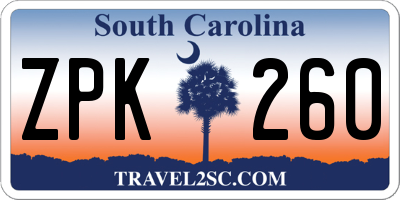 SC license plate ZPK260