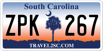 SC license plate ZPK267