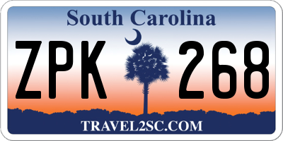 SC license plate ZPK268