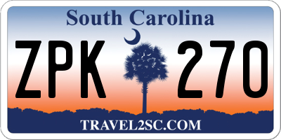SC license plate ZPK270