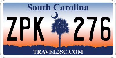 SC license plate ZPK276