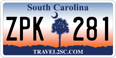 SC license plate ZPK281