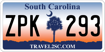 SC license plate ZPK293