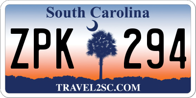 SC license plate ZPK294