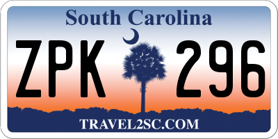 SC license plate ZPK296
