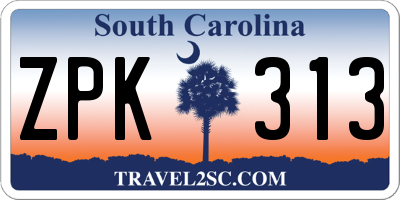 SC license plate ZPK313