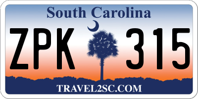 SC license plate ZPK315