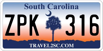 SC license plate ZPK316