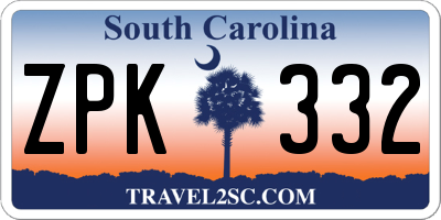 SC license plate ZPK332