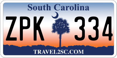 SC license plate ZPK334