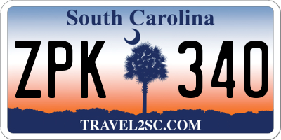 SC license plate ZPK340