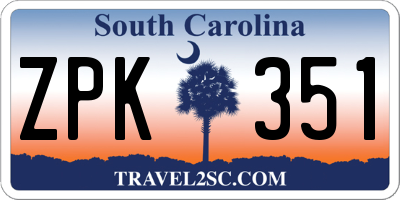 SC license plate ZPK351