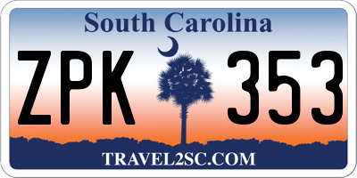 SC license plate ZPK353