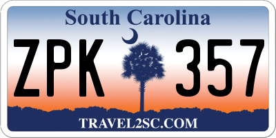 SC license plate ZPK357
