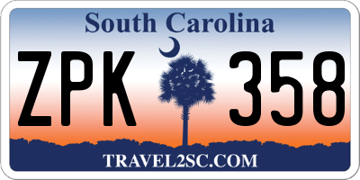 SC license plate ZPK358