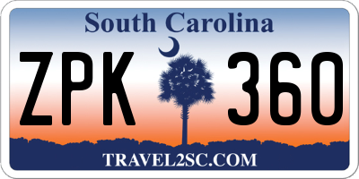 SC license plate ZPK360