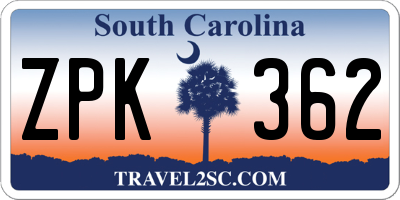 SC license plate ZPK362
