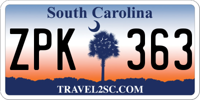 SC license plate ZPK363