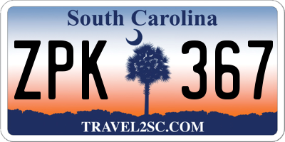 SC license plate ZPK367