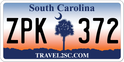 SC license plate ZPK372
