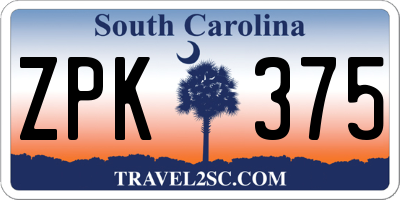 SC license plate ZPK375