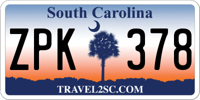 SC license plate ZPK378
