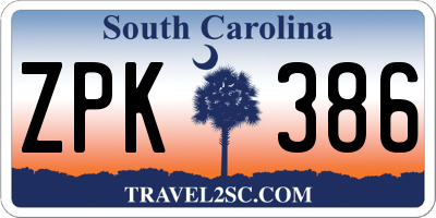 SC license plate ZPK386