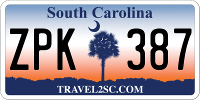SC license plate ZPK387