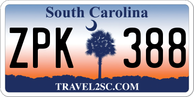 SC license plate ZPK388