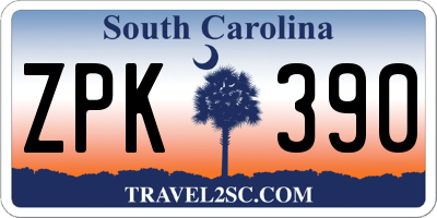 SC license plate ZPK390
