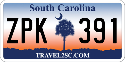 SC license plate ZPK391