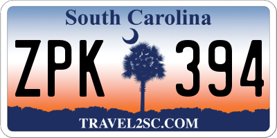 SC license plate ZPK394