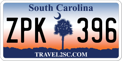 SC license plate ZPK396
