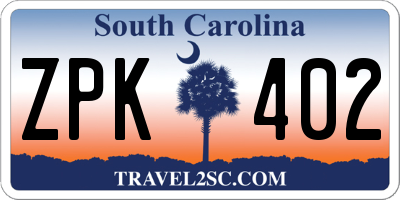 SC license plate ZPK402