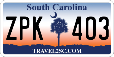 SC license plate ZPK403