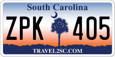 SC license plate ZPK405