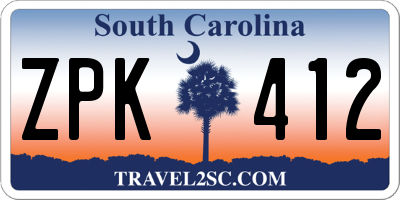 SC license plate ZPK412