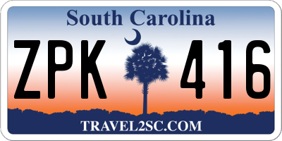 SC license plate ZPK416