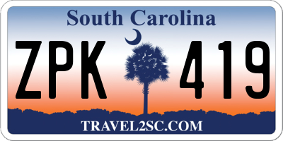 SC license plate ZPK419