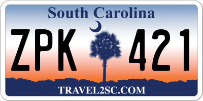 SC license plate ZPK421