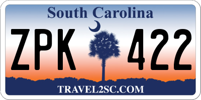 SC license plate ZPK422