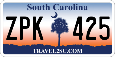 SC license plate ZPK425