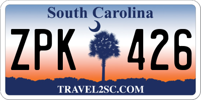 SC license plate ZPK426